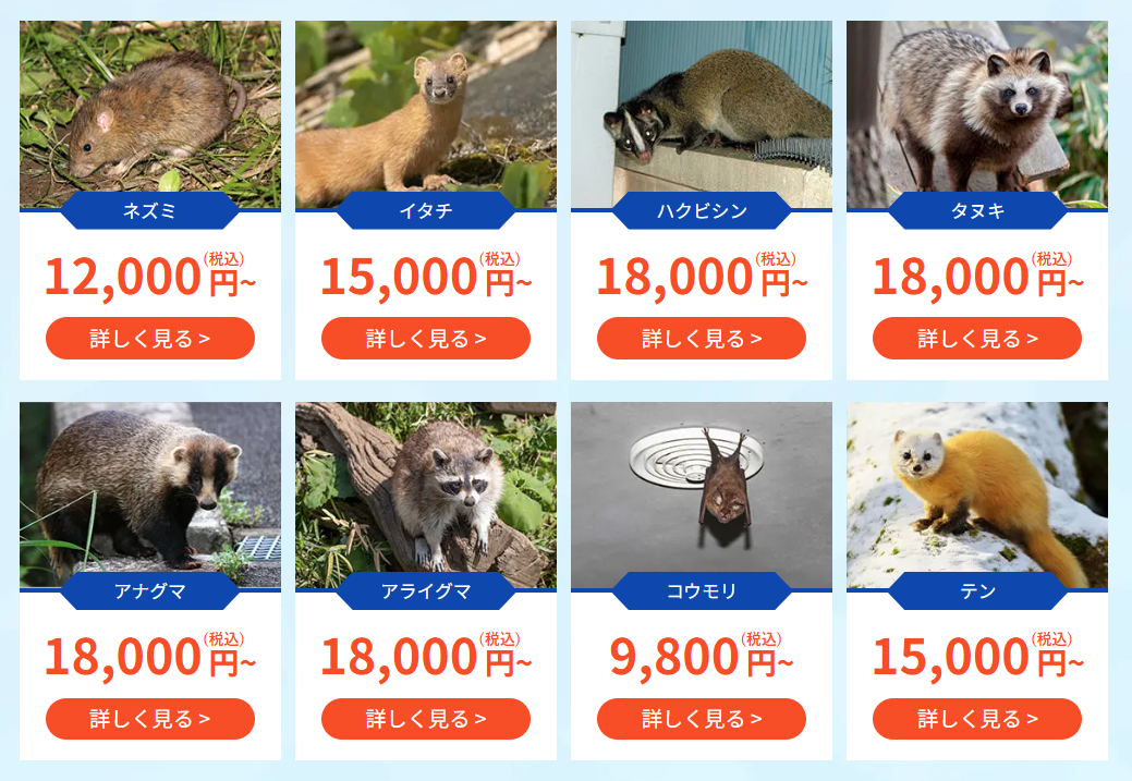 駆除の達人 料金目安